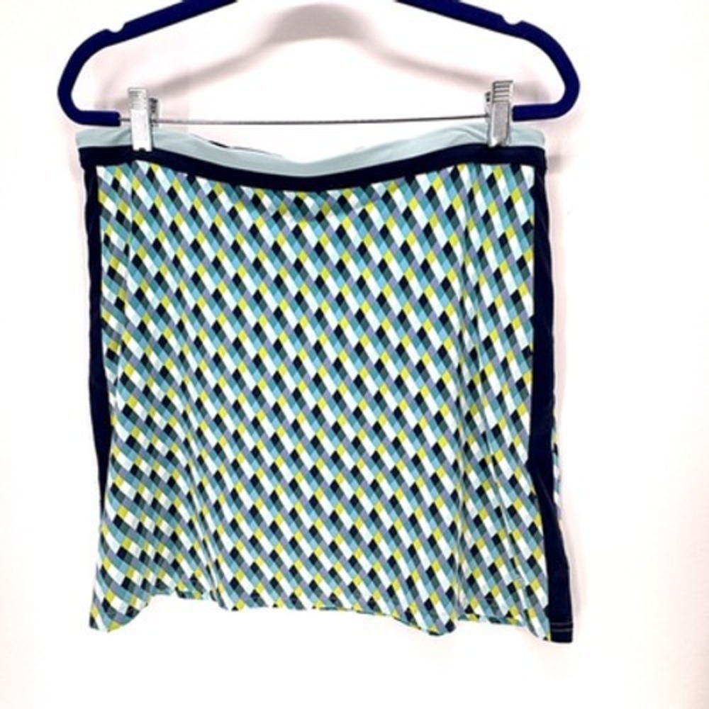 Clover Performance Skort XL Blue Geometric Athletic Golf Activewear Pickelball